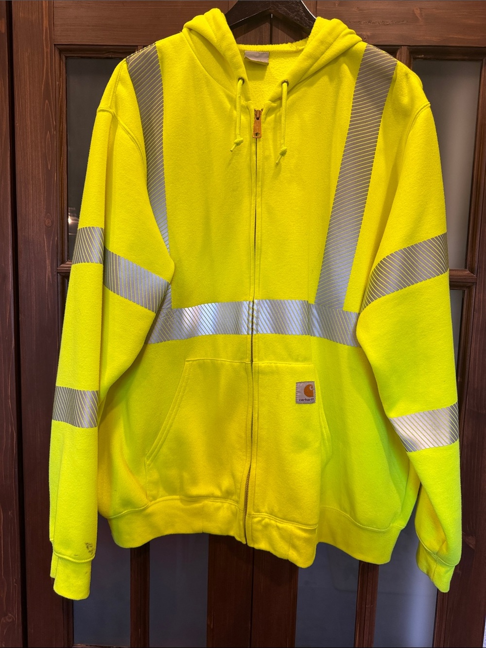 Carhartt Neon Yellow Reflective Zip-Up Hooded Work Hoodie
